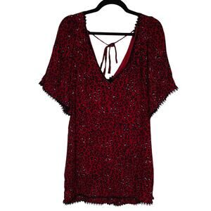 Lovers + Friends Womens Jason Mini Dress Small Red Black Sahara Cheetah Print